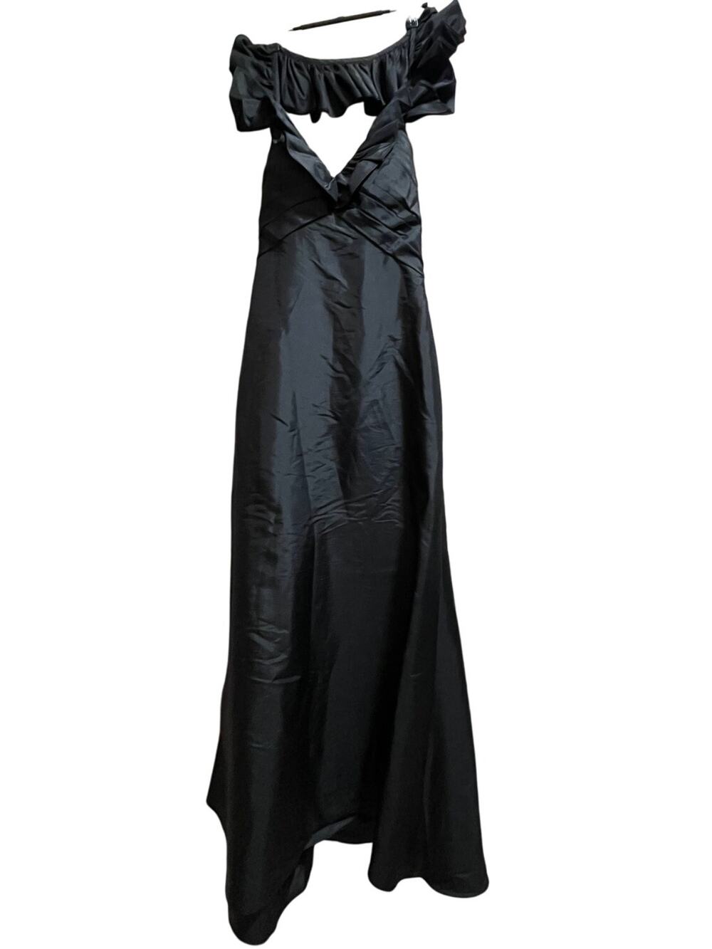 NWT Bill Levkoff Black Asymmetrical Ruffle Gown Size 10 MSRP $245